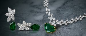 Vintage Riviera Diamond Emerald Heart Gold Necklace