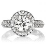 Estate Round Natural Diamond Gold Halo Engagement Ring