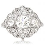 Antique Art Deco 2.10cts Old Diamond Platinum Navette Engagement Ring
