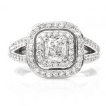 GIA Certified Diamond Split Shank Platinum Engagement Ring
