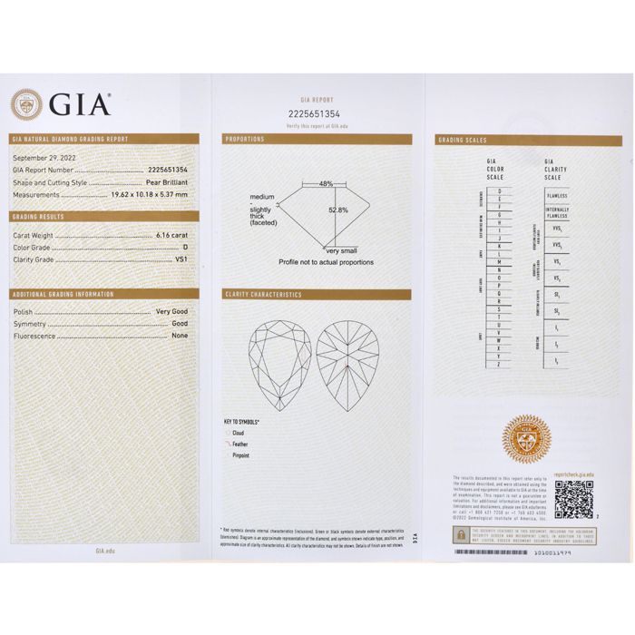 GIA Report Elongated 6.16ct D color Diamond Pear Shape Engagement Ring