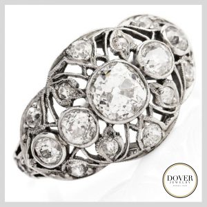 Antique Deco 1.50cts Old European Cut Diamond Platinum Engagement Ring