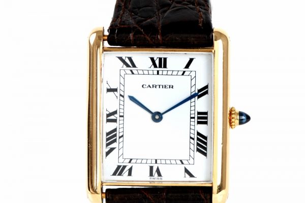 Cartier Tank Solid 18K Yellow Gold Men Watch