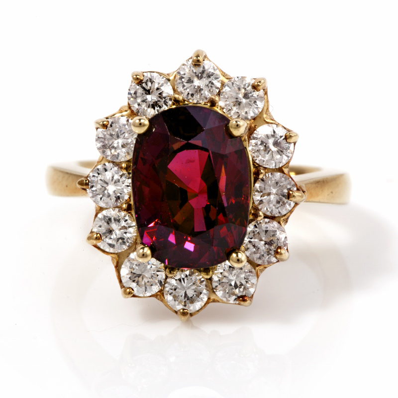 Antique Ruby and Diamond Heart Ring