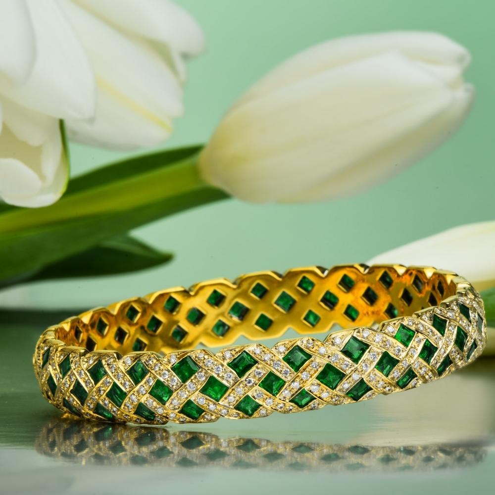 14K Gold Diamond and Natural Emerald Bracelet – LTB JEWELRY-hdcinema.vn