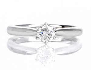 Classic European Diamond Platinum Solitaire Engagement Ring