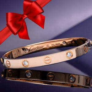 Cartier Love Diamond 18K Rose Gold Bangle Bracelet