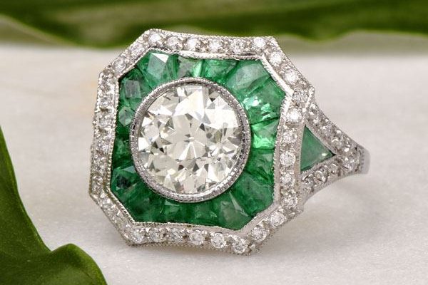 Emerald Diamond Engagement Ring