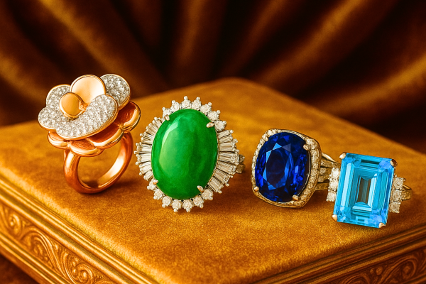 Oversized Colored Sapphire, jade, aquamarine Gemstone Rings – 2025 Trend in Statement Jewelry Dover Jewelry