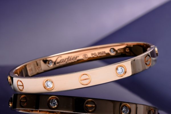 Cartier Love Diamond 18K Rose Gold Bangle Bracelet