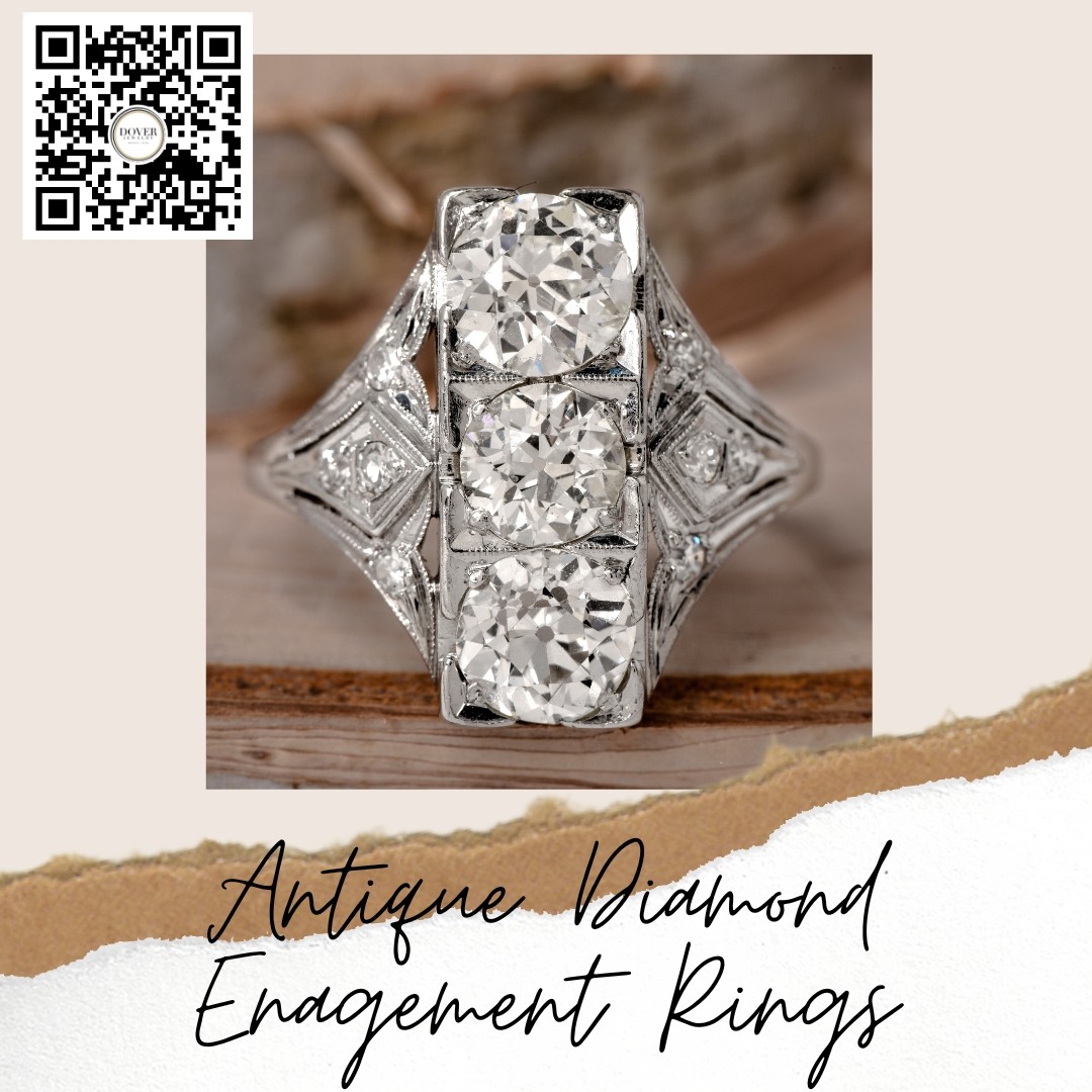 E2835501 Vintage Diamond Three Stone Engagement Ring - TDN Stores