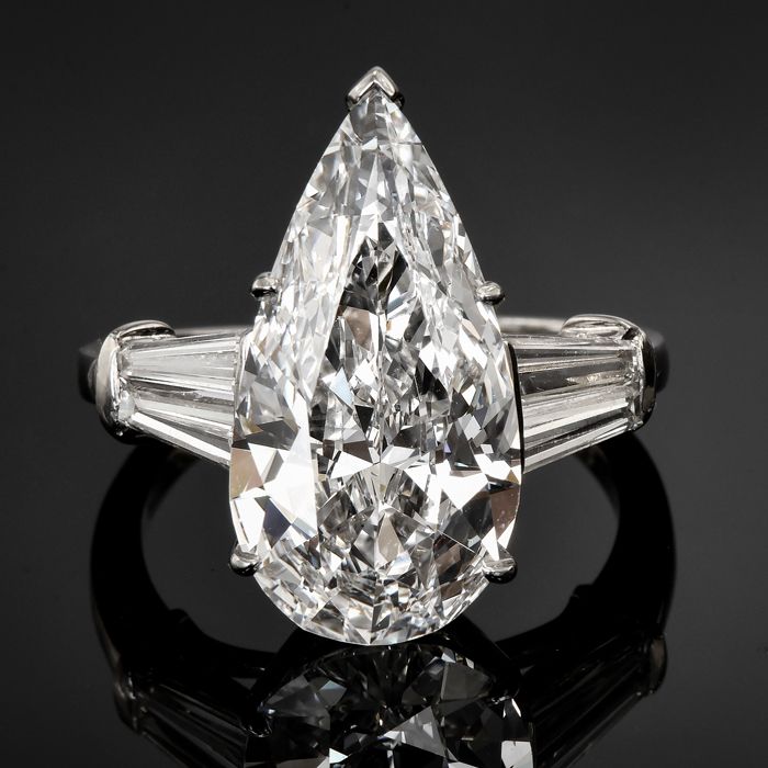 GIA Elongated 6.16ct D color Diamond Pear Shape Engagement