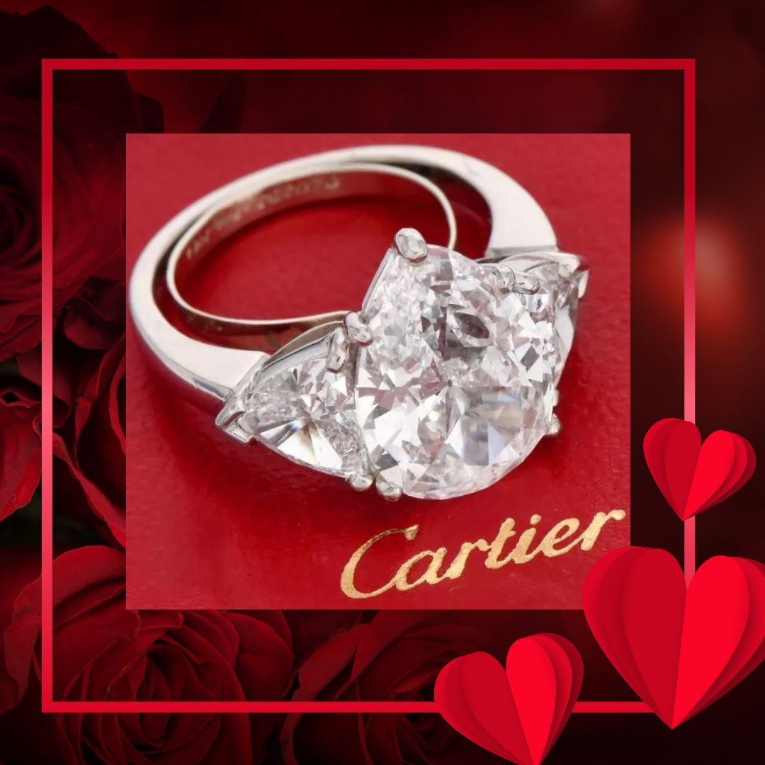 CARTIER 5.45 cartas Pear-Shape Diamond Platinum Ring