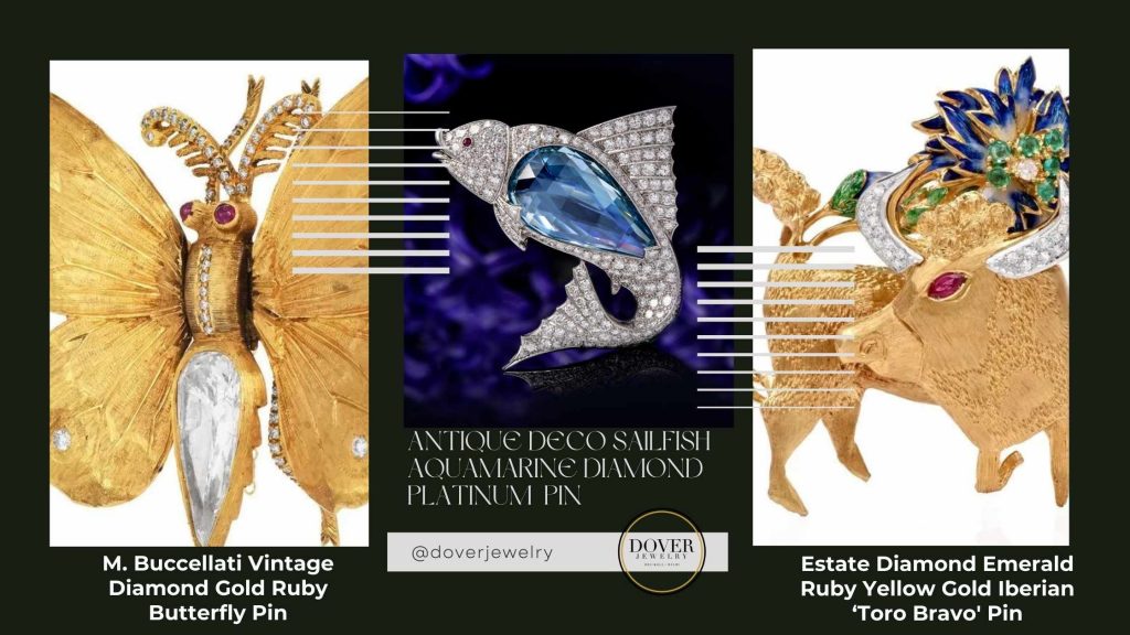 Antique Diamond Pins Brooch l Dover Jewelry Miami
