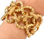 Vintage 1970s Italian 18K Gold Infinity Link Textured Woven Statement Bracelet