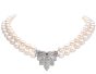 Vintage Double Strand Pearl Diamond Platinum Necklace