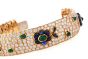  Vintage French wide Diamond Sapphire  Emerald Gold Bracelet