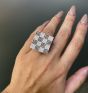 Adamas Milano Italian Brown Diamond 18K White Gold Pave Checkered Cocktail Ring