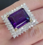 Estate 15.17 carats Amethyst and Diamond 14K Pendant/Cocktail Ring. 858903
