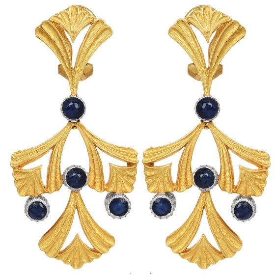 Buccellati Sapphire Vintage 18K Gold Dangle Drop Earrings