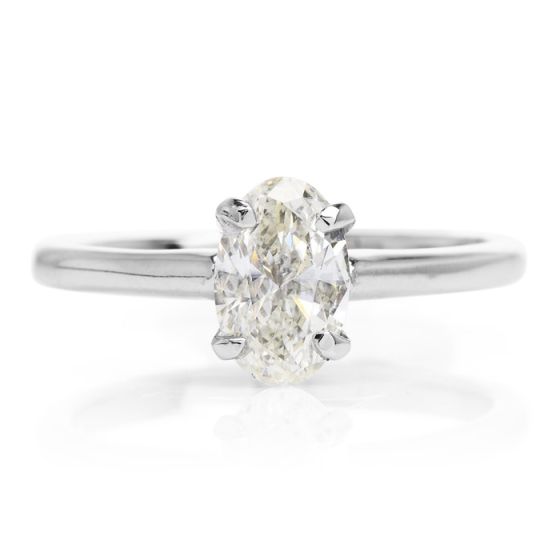 GIA Certified Classic 1.01 Oval Cut Diamond White Gold Solitaire Engagement Ring