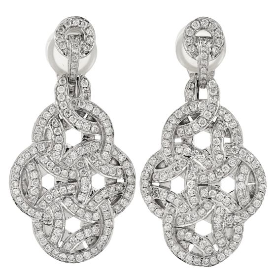 2.32ct Diamond 18K Gold Elegant Dangle Drop Earrings