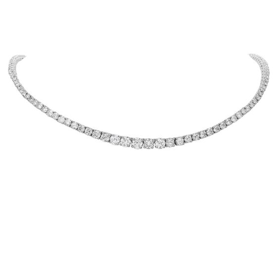Vintage Classic 17.65cts Diamond Riviera 18k Gold Necklace