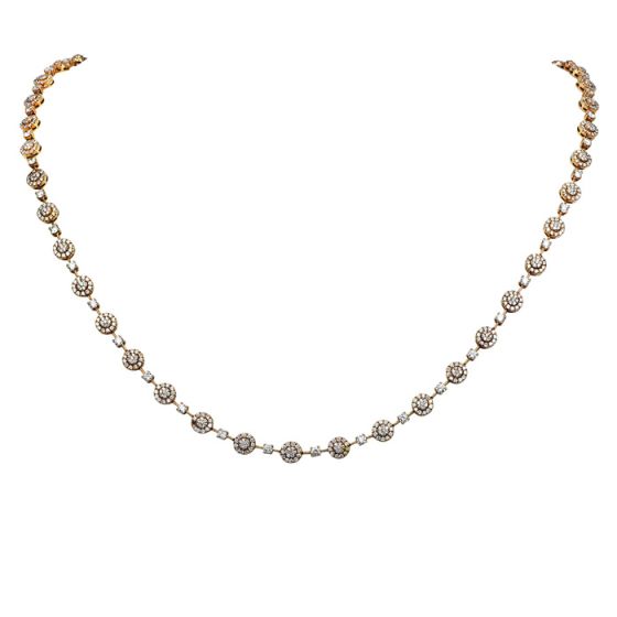 Stella J. Designer 8.30cts Diamond 18K Rose Gold 21" Halo Link Necklace 