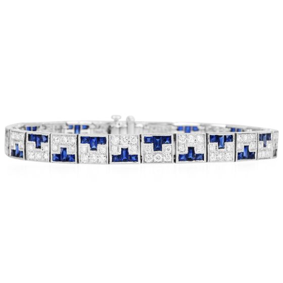 Sophia D Art Deco Sapphire Diamond Platinum Line Bracelet
