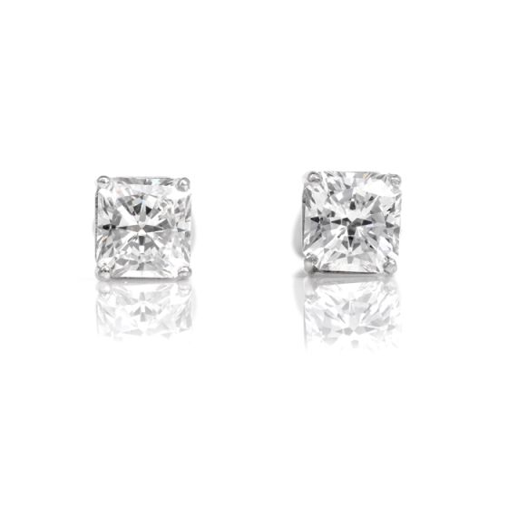 GIA 2.13cttw Square Brilliant Diamond 14K Gold  Stud Earrings-Dover Jewelry
