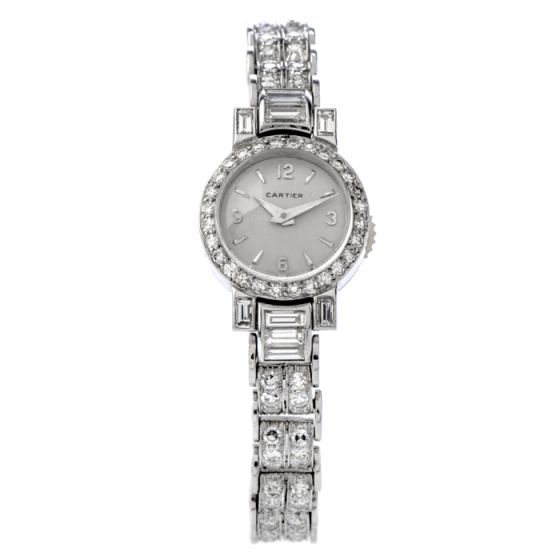 Cartier Vintage Diamond Platinum Swiss Collectible Ladies Watch