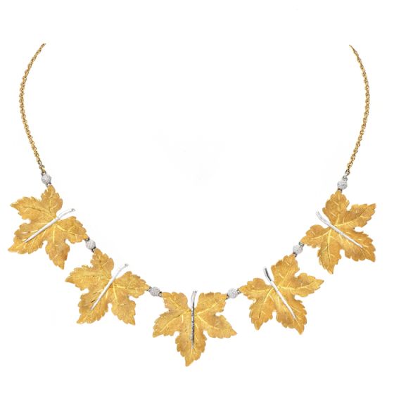 Mario Buccellati 18K Yellow Gold Maple Leaf Pendant Necklace
