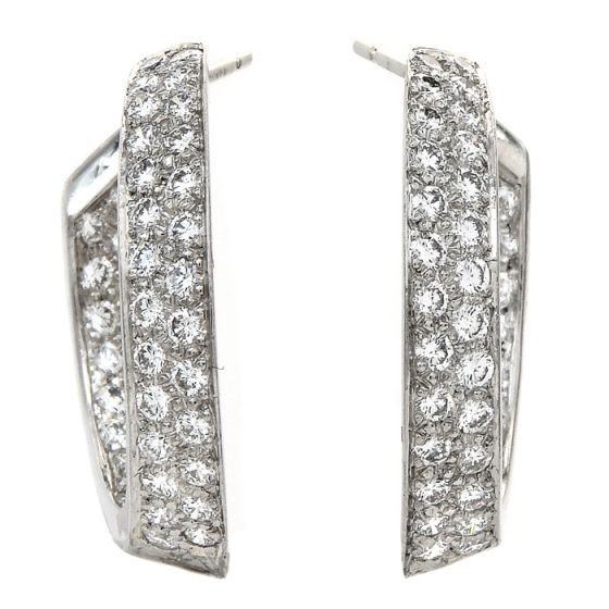 Oscar Heyman  Diamond Platinum Inside Outside Hoop Earrings 