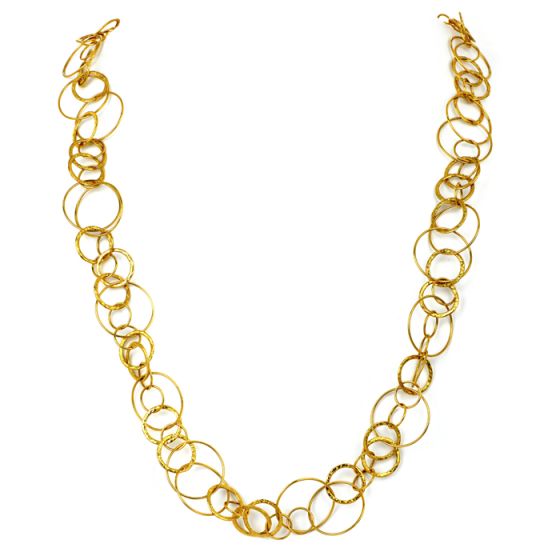 Spritzer & Fuhrmann 18K Yellow Gold  31" Long Multi Hoop Round Link Chain Necklace 