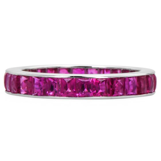 Modern Ruby 18K White Gold Stackable Eternity Band Ring