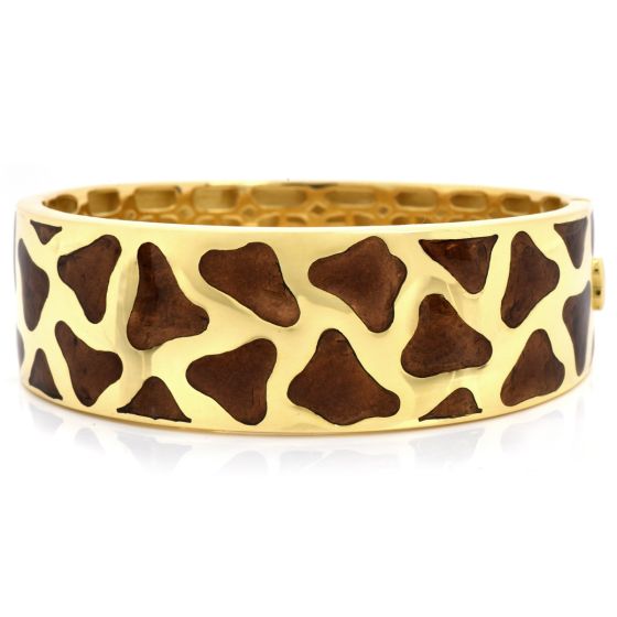 Roberto Coin 18K Gold Giraffe Enamel Wide Bangle Bracelet-Dover Jewelry