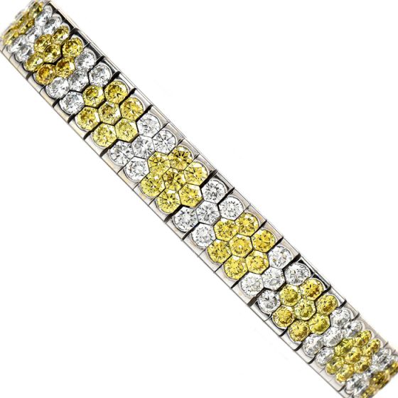 Estate 18.72ct Natural Fancy Yellow Diamond 18k Gold Bracelet
