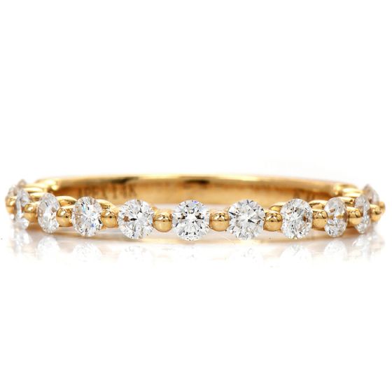 Estate Diamond 14K Yellow Gold Semi Eternity Modern Stackable Wedding Band