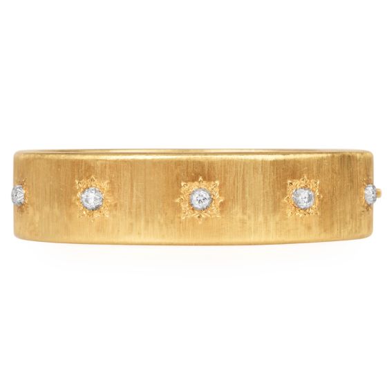  Buccellati Macri 18K Gold Diamond Wide Bangle Bracelet|Dover Jewelry|