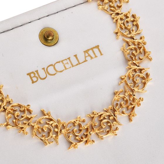  Buccellati Vintage Woven 18K Gold Textured Link Choker Necklace