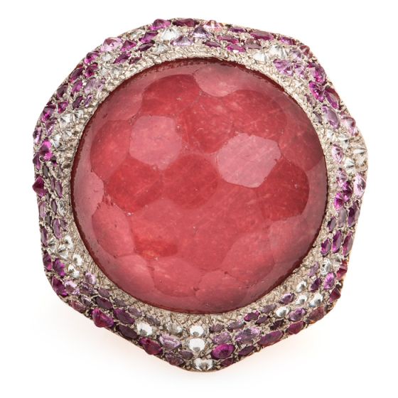 VASARI Designer Diamond Ruby Tourmaline 18K Gold Cocktail Ring