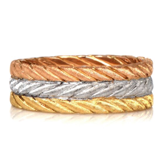 Buccellati 18K Tri-Color Gold Braided Eternity Band Ring