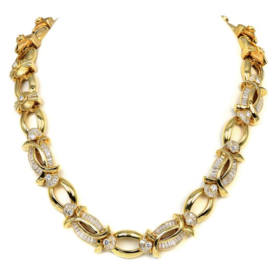 Kurt Wayne 18.50cts Diamond 18K Yellow Gold Oval Link Celebrity Necklace