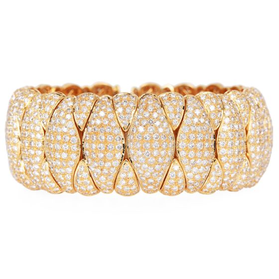 Estate 27.0cts Diamond 18K Wide Statement Cuff Bangle 
