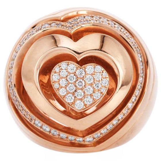 Estate Diamond 18K Gold Abstract Heart Dome Cocktail Ring-Dover Jewelry
