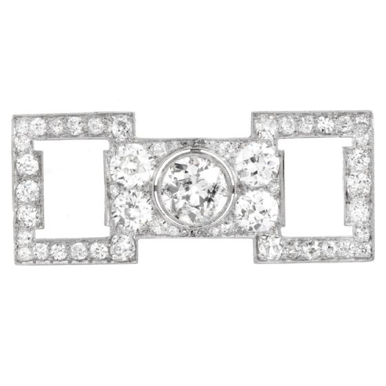 Vintage 6.69cts Old European Diamond Platinum Brooch Pin-Dover Jewelry