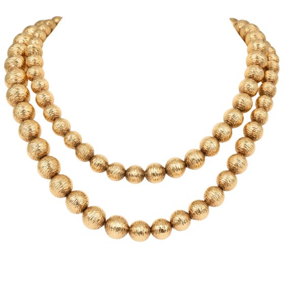 Tiffany & Co. 18K Gold Graduated Bead Long Necklace-Dover Jewelry