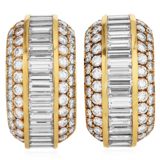 Estate 17.30cts Diamond 18K Statement Clip-On Earrings -Dover Jewelry