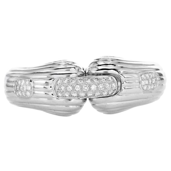 1980s 3.00cts Diamond 18K White Gold Diamond Cuff Bracelet