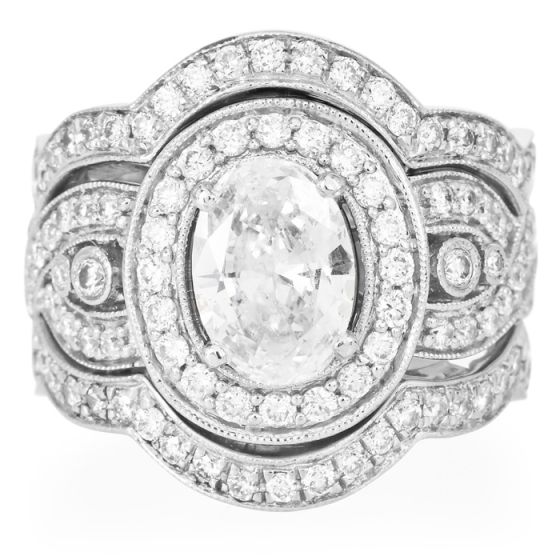  GIA F-VS2 Oval Diamond Gold Cocktail Engagement Ring